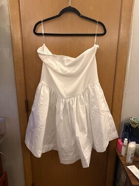 White Strapless Party Dress - Fashion Nova (Adele Poplin Mini Dress)